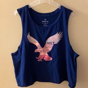 American Eagle blue wide arm tank top size small
